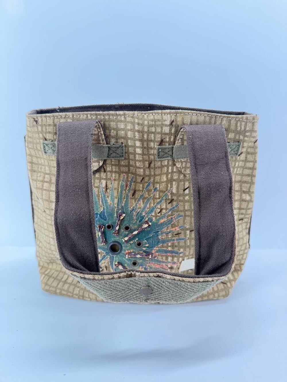 Vintage Paul Brent Natura Abstract Floral Canvas Tote Handbag Musty Odor